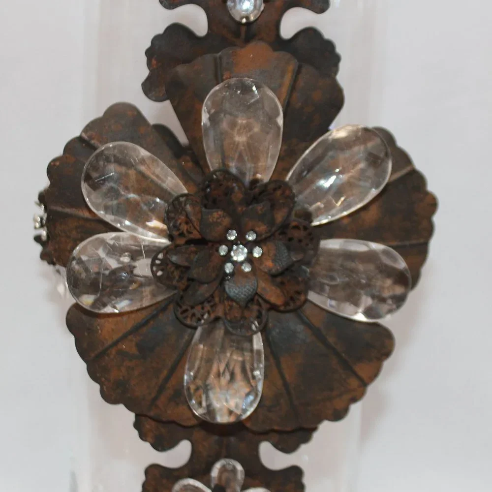 Feur de Lis Cooper and Plexiglass Floral Petal Large Vase